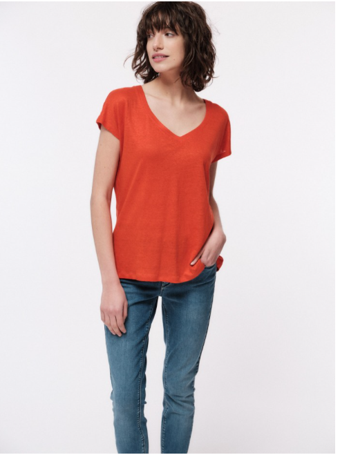 LANIUS - Shirt GOTS mit V-Ausschnitt