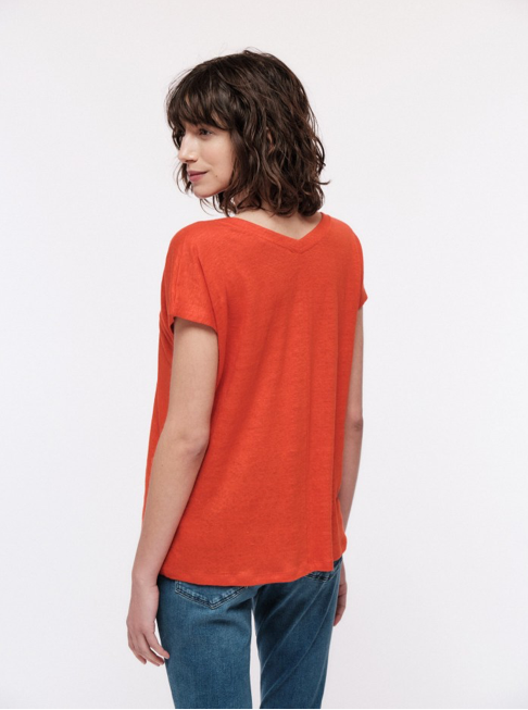 LANIUS - Shirt GOTS mit V-Ausschnitt