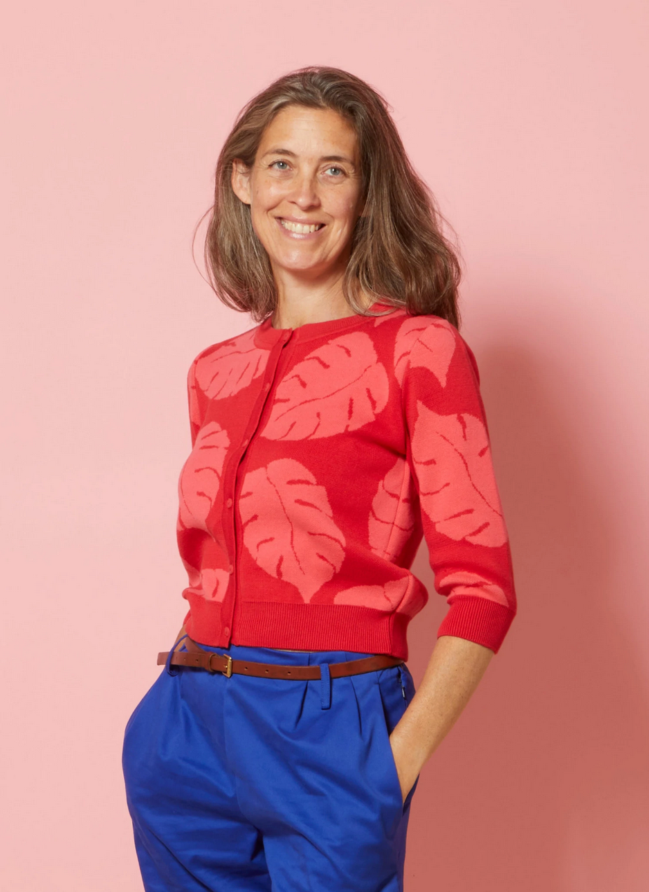 PALAVA - Cardigan Vera Red Monstera Jacquard